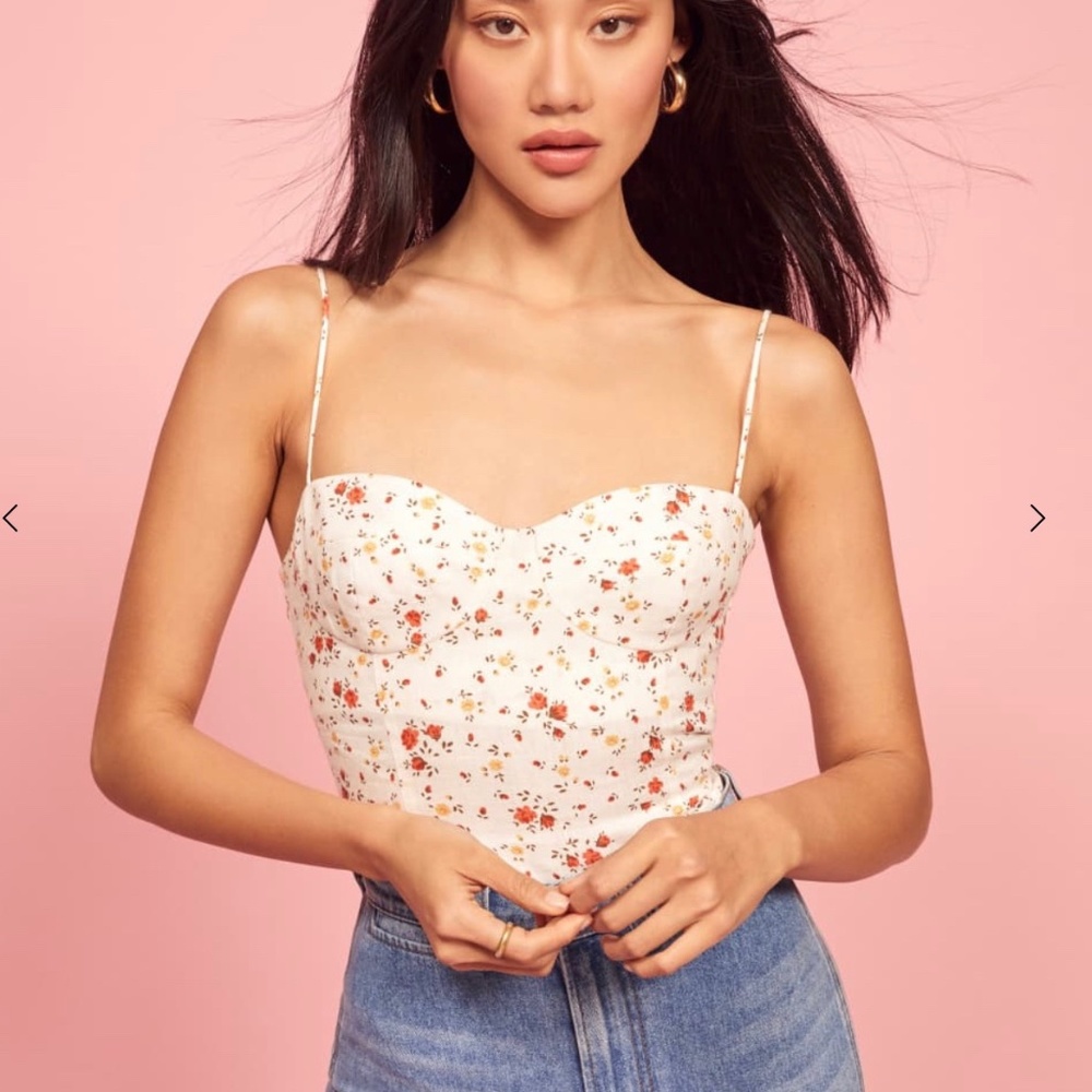 NWT New Reformation Magnolia Linen Tank Top, 10